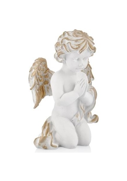 Dekoratif Polyester Büyük Dua Eden Melek Heykeli (22X14CM)
