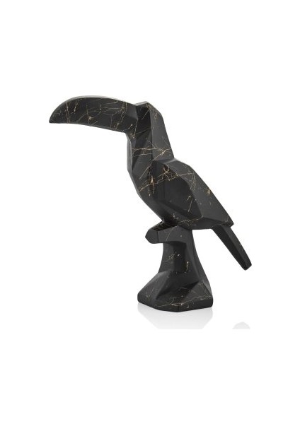 Dekoratif Polyester Kübik Tarz Tukan Kuşu Heykeli - (30X30CM)