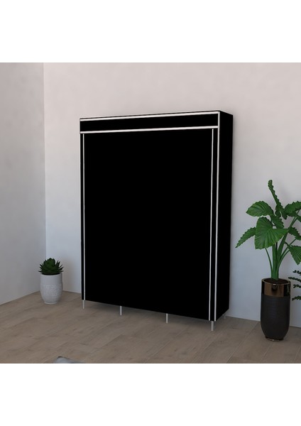 Plastik Raflı Portatif Bez Dolap Hızlı ve Kolay Kurulumlu Bez Gardrop Siyah fiyatları