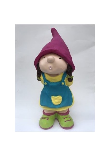 Dekoratif Polyester Cüce Kız Çocuk Heykeli (43X20CM)