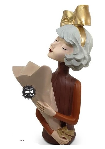 Dekoratif Buketli Kız Vazo (36X18CM)