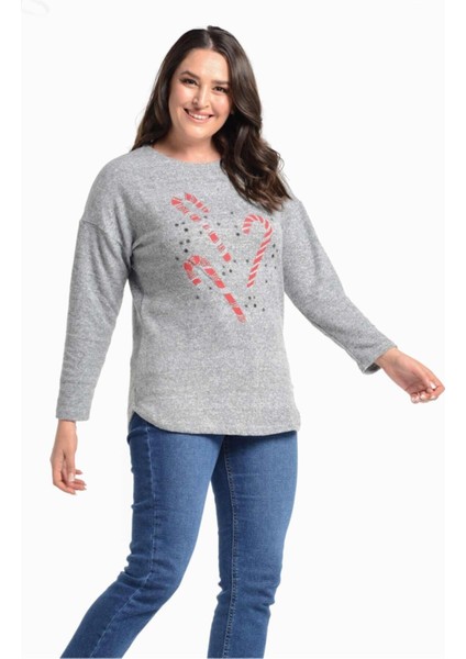 Yumoş Kumaş Desenli Taşlı Kazak