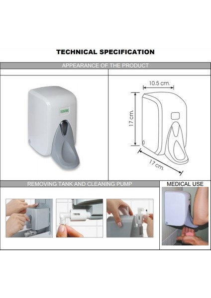 Şeker Portakalı Yayıncılık-Vialli S5MB Medical Sıvı Sabun Dispenseri 500 ml Siyah