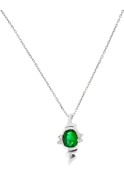 0,49 Ct Pırlanta Zümrüt Kolye