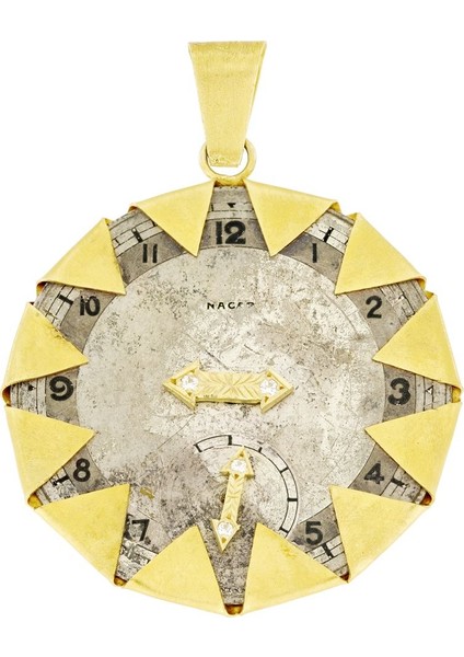 Altın Vintage Saat Kolye Ucu T001515