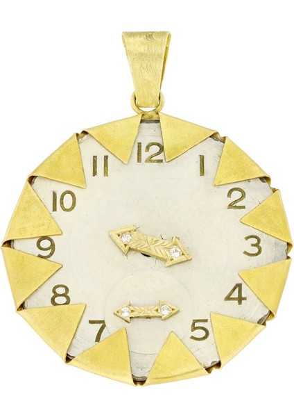 Altın Vintage Saat Kolye Ucu T001512