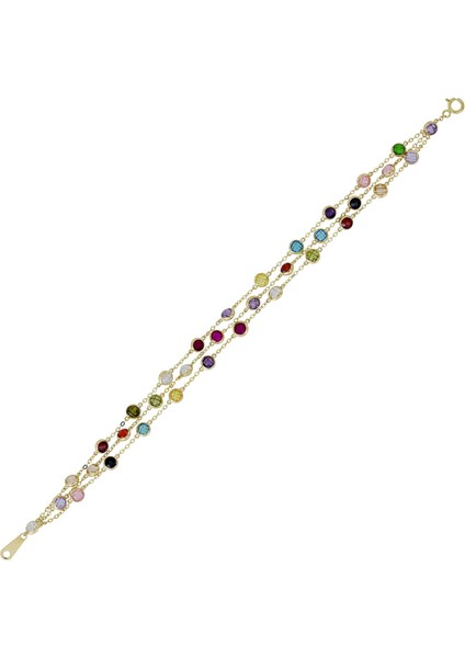 Renkli Taşlı Altın Bileklik T054295