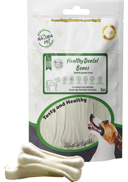 Natura Pet Eco Natura Pet Healty Dental Bones Beyaz Pres Kemik 8 cm 6'lı 120 Gram