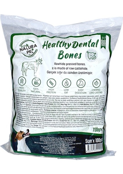 Eco Natura Pet Healty Dental Bones Beyaz Pres Kemik 5cm 100'lü 750 Gram