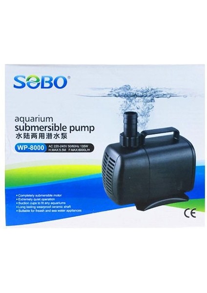WP-8000 Akvaryum Kafa Motoru 135W 6000 Lt/h