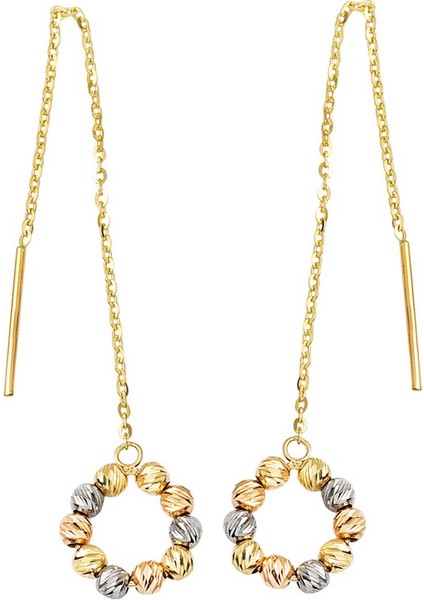 Toplu Halka Altın Zincir Küpe