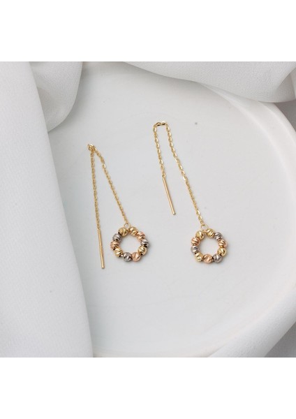 Toplu Halka Altın Zincir Küpe modelleri