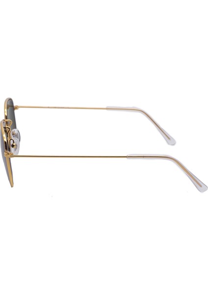 E102 Metal Geometrik Köşeli Model Gold Koyu Yeşil Unisex Güneş Gözlüğü C3 CAT.3 modelleri