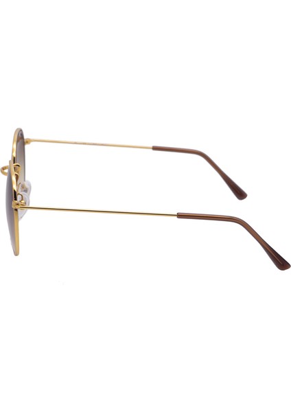 E103 Metal Model Oval Gold Kahverengi Degrade Unisex Güneş Gözlüğü C4 CAT.2 modelleri