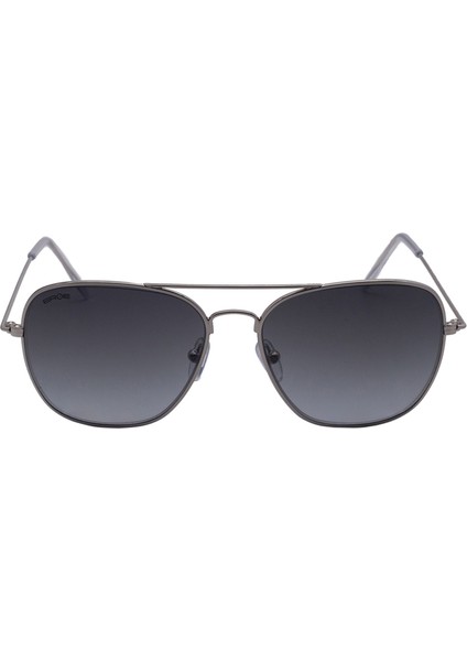 E104 Metal Kare Model Gümüş Füme Degrade Unisex Güneş Gözlüğü C5 CAT.2