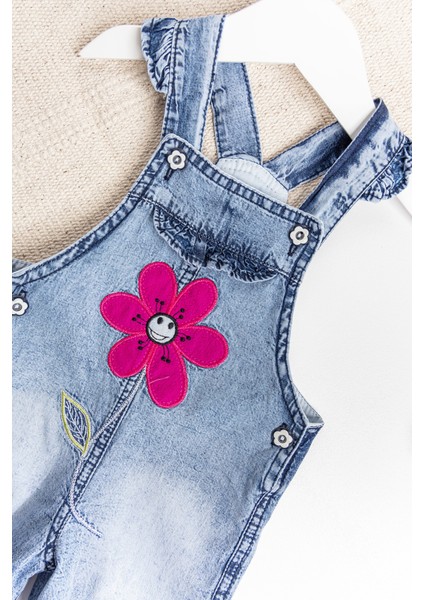 Papatya Işlemeli Denim Kumaş Kız Bebek Salopet Bebek Tulum modelleri