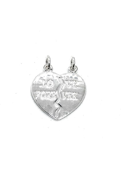 925 Ayar Gümüş Kırılıp Paylaşılan Love Forever Yazılı Kolye Ucu fiyatları