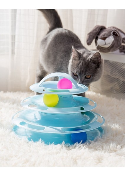 4 Katmanlı Interaktif Pikap Kedi Oyuncak Mavi (Yurt Dışından)
