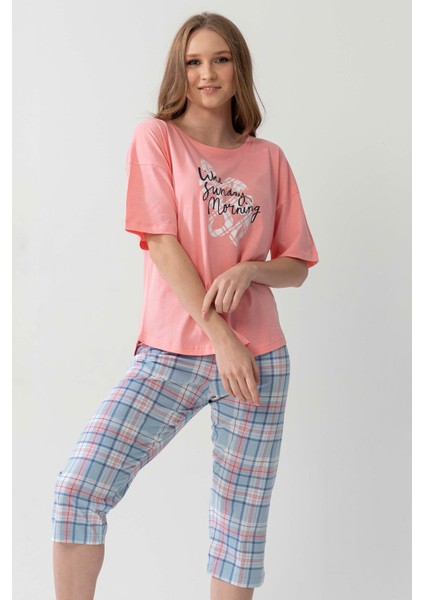 Pamuklu Düşük Omuzlu Kısa Kol Kaprili Pijama Takım fiyatları