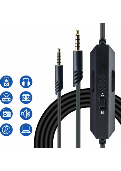 Audio Line 4 Boğum Mikrofonlu For Playstation /Xbox /Beats /Sennheiser 3.5 mm Kulaklık ve Araç İçin Profesyonel Aux Ses Kablosu 2 ADET