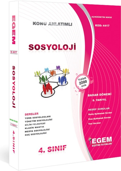 AÖF Sosyoloji 4. Sınıf 8 Dönem (Bahar) Konu Anlatımlı Soru Bankası.
