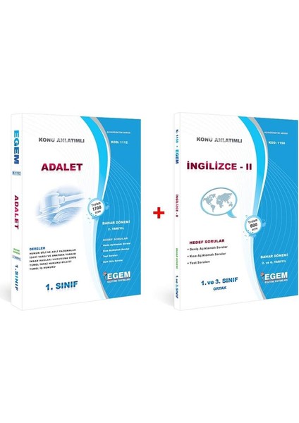 AÖF Adalet 1..sınıf 2.. Yarıyıl Bahar Dönemi Konu Anlatımlı Soru Bankası Set (Ciltli)