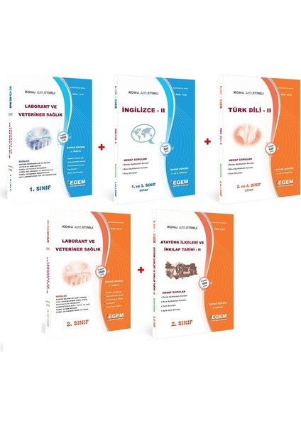 AÖF Laborant ve Veteriner Sağlık 1.. ve 2. Sınıf 2. ve 4. Dönem Konu Anlatımlı Soru Bankası Set (Ciltli)