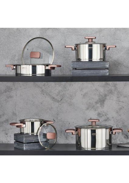 Enio 8 Parça Tencere Seti Rose Gold ENİ-8620