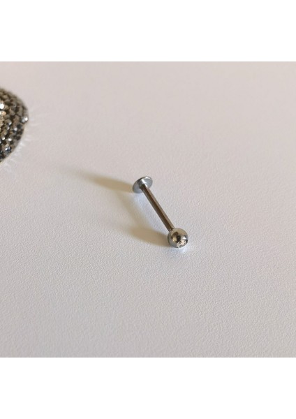 Cerrahi Çelik Zirkon Taşlı Dudak Piercing 10 mm - 1 Adet fiyatları