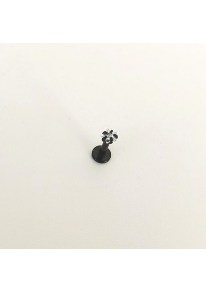 Cerrahi Çelik Yıldız Zirkon Taşlı Siyah Piercing- Bar Uzunlugu 6mm - 1 Adet fırsatları