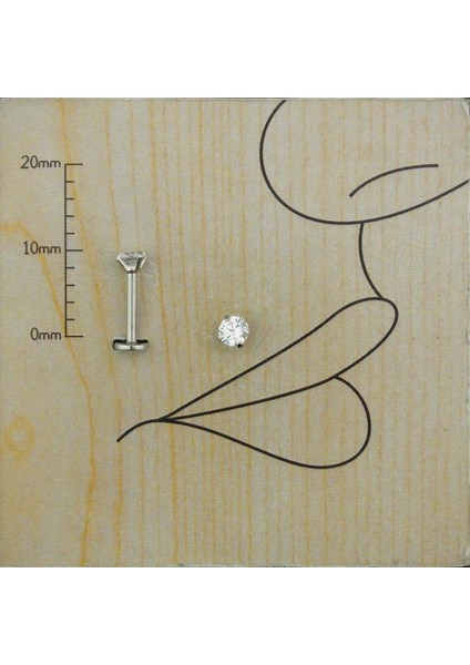 Cerrahi Çelik Zirkon Taşlı Dudak Piercing - Bar Boy 8 Mm- 1 Adet