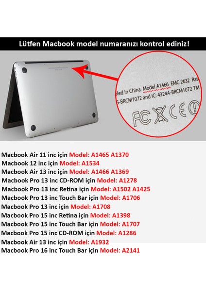 Apple 13" Macbook Air A1932 A2179 Gökkuşağı Kılıf Koruyucu Kapak CMAT-133RW