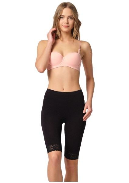 Siyah Dantel Detaylı Uzun Paçalı Boxer 3004