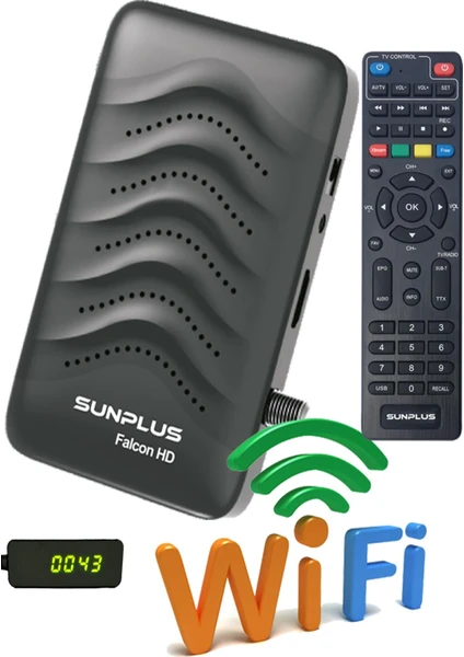 Sun Plus Falcon Çanaklı-Çanaksız Wi-Fi Dahil Full Hd  Uydu Alıcısı (Sınırsız Sinema Paketli)