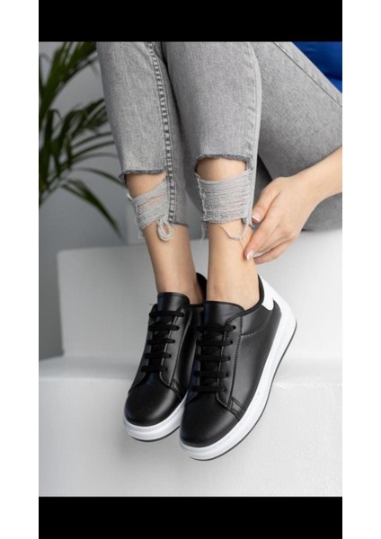 Kadın Bağcıklı Termo Taban Sneaker Deri Spor Ayakkabı