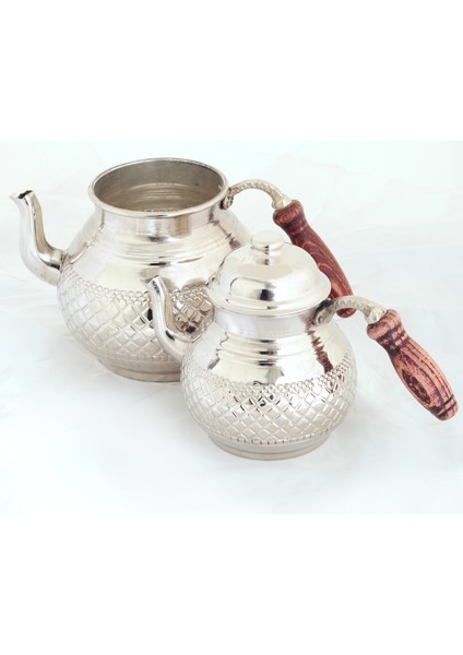 Gümüş Renk Osmanlı Ocaklı Çaydanlık Takımı Bakır demlik , Geleneksel çaydanlık,El yapımı çaydanlık fırsatları