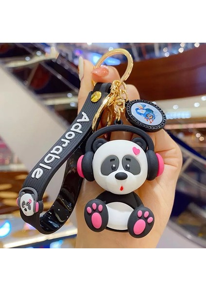 Kulaklıklı Panda Anahtarlık ve Çanta Aksesuarı