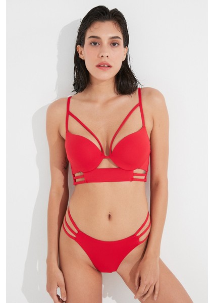Kırmızı Askılı Half Band Bikini Üstü fiyatları