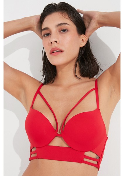 Kırmızı Askılı Half Band Bikini Üstü modelleri