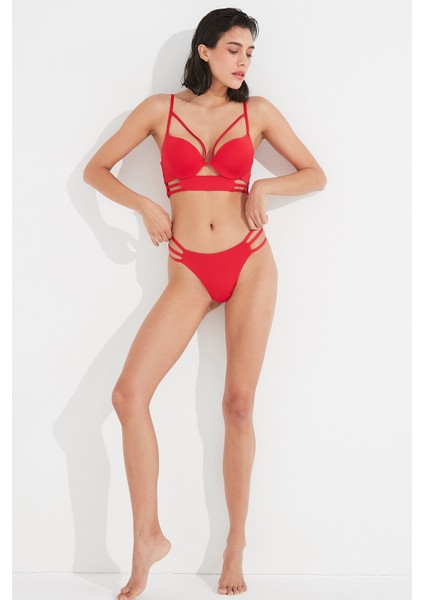 Kırmızı Askılı Half Band Bikini Üstü indirimleri