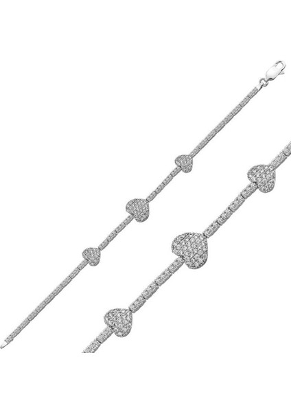 Üç Kalpli Su Yolu 925 Ayar Gümüş Bileklik