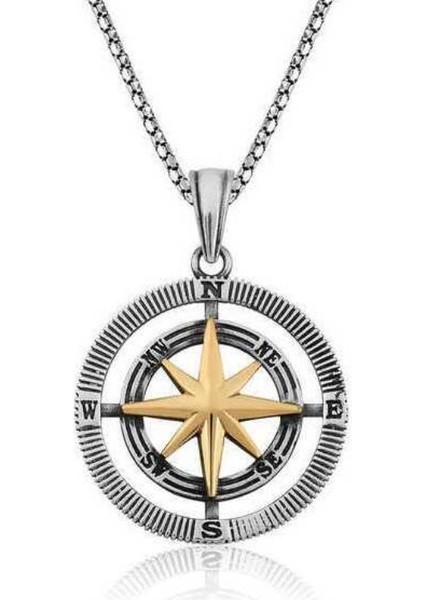 Pusula 925 Ayar Gümüş Kolye