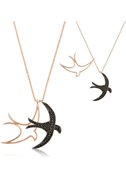 Kırlangıç Çifti 925 Ayar Gümüş Kolye