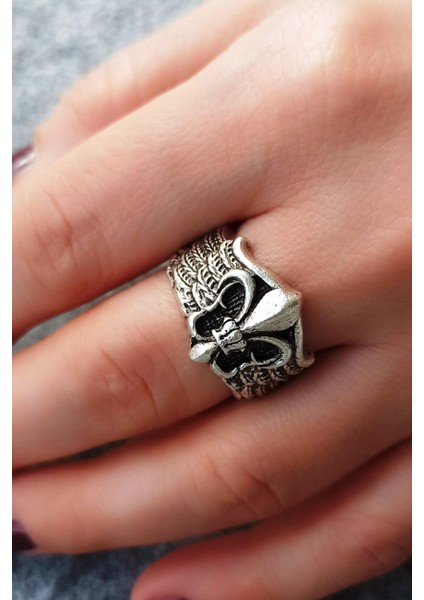 Antik Gümüş Kaplama Italya Floransa Amblemi Şekilli El Yapımı Ayarlanabilir Unisex Yüzük fiyatları