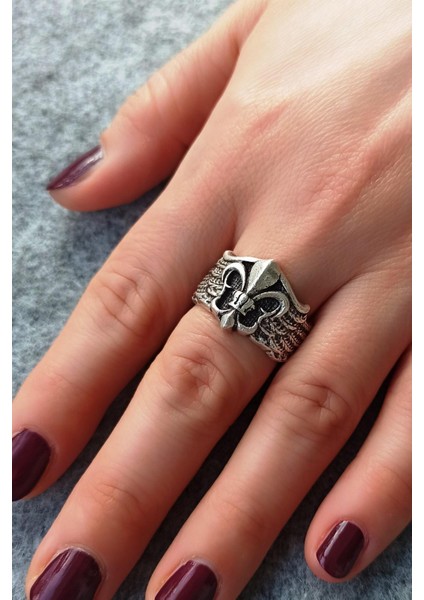 Antik Gümüş Kaplama Italya Floransa Amblemi Şekilli El Yapımı Ayarlanabilir Unisex Yüzük modelleri