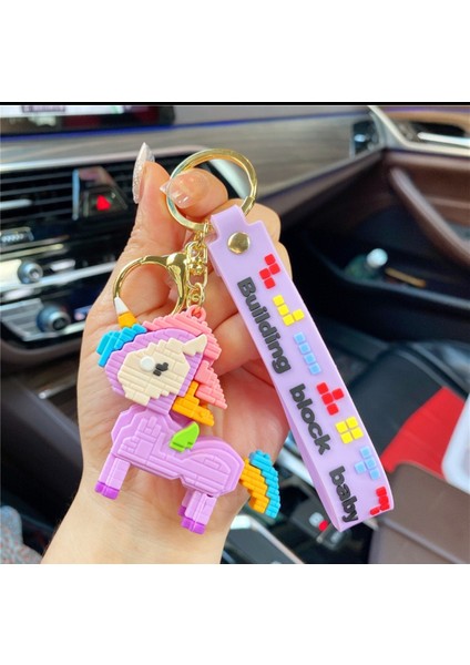 8 Bit Tasarımlı 3 Boyutlu Lila Unicorn Anahtarlık ve Çanta Aksesuarı modelleri