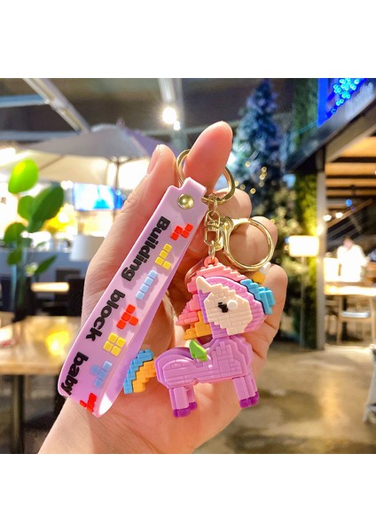 8 Bit Tasarımlı 3 Boyutlu Lila Unicorn Anahtarlık ve Çanta Aksesuarı fırsatları