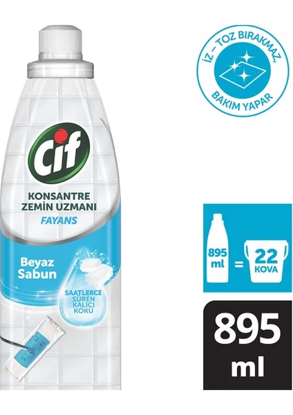 Konsantre Zemin Uzmanı Fayans 895 ml Beyaz Sabun