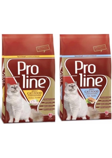 Pro Line Proline Tavuklu, Balıklı Yetişkin Kedi Maması Seti 1.5 kg x 2 Adet