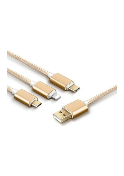 3 In 1 Data Cable iPhone Samsung Huawei Xiaomi Şarj Kablosu